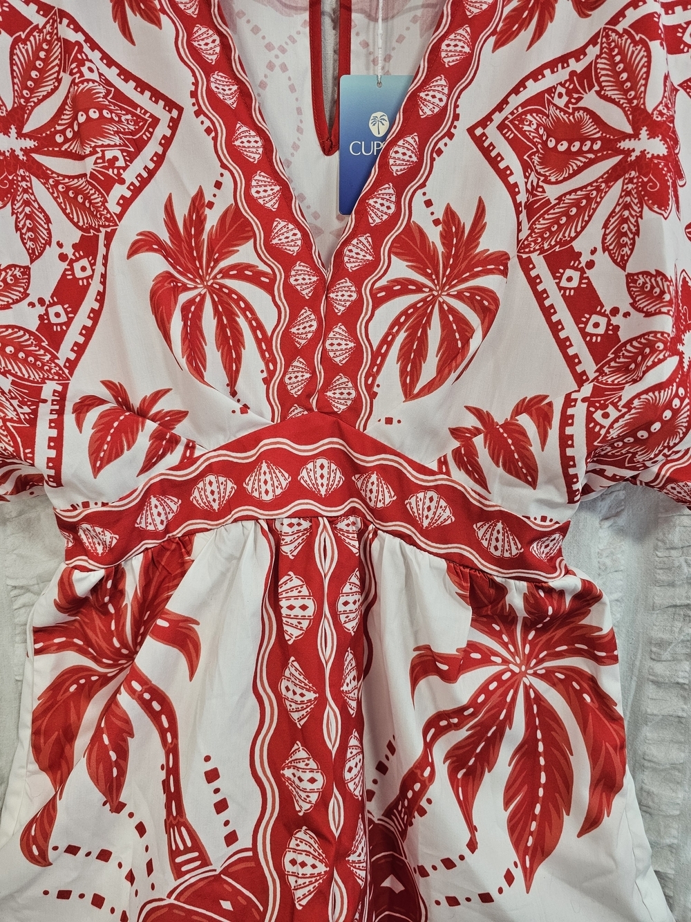 Cupshe Carmel Beach Tropical Print Romper Red White Island Vacation Medium - Picture 7 of 16
